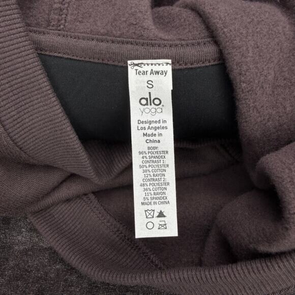 NWT ALO YOGA Luxe Long Sleeve Velour Hoodie Sweatshirt Size Small In Raisin - Picture 8 of 10